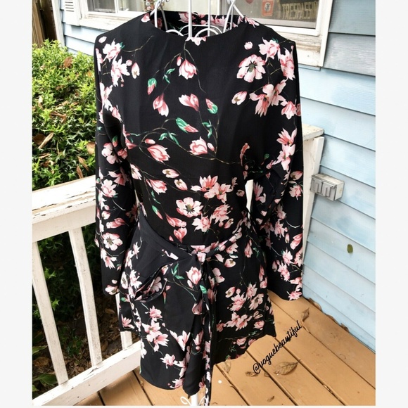 ASOS Pants - NWT ASOS Pink Floral Black Romper